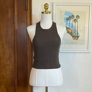 Reformation Dark Brown Ribbed Tank Top